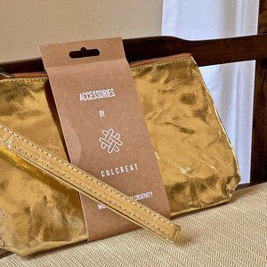 CulCreat Gold Washable Paper Clutch, Pouch, Accessory Case. NWT